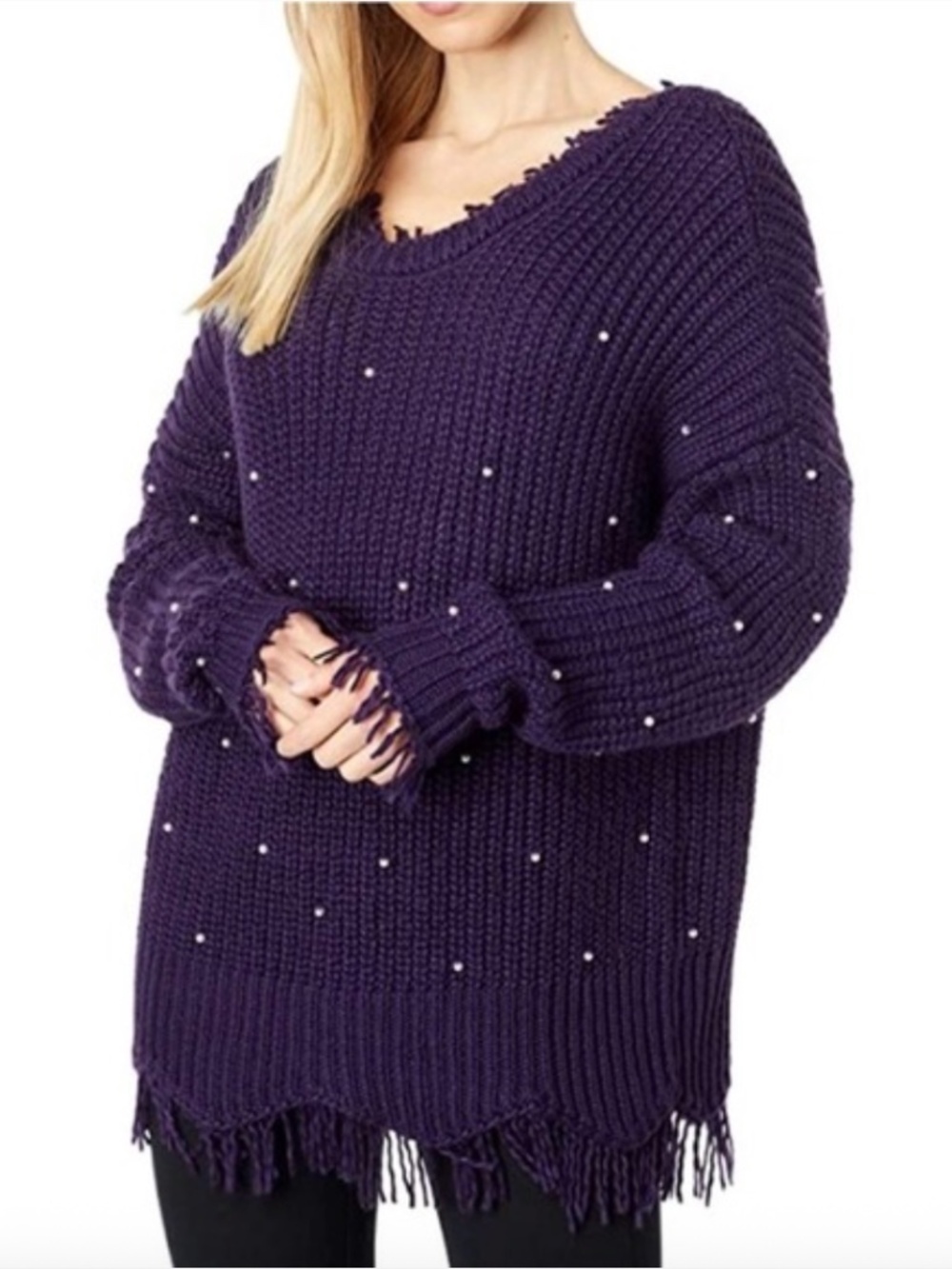 Wildfox String Of Pearls Purple Knit Sweater - XS